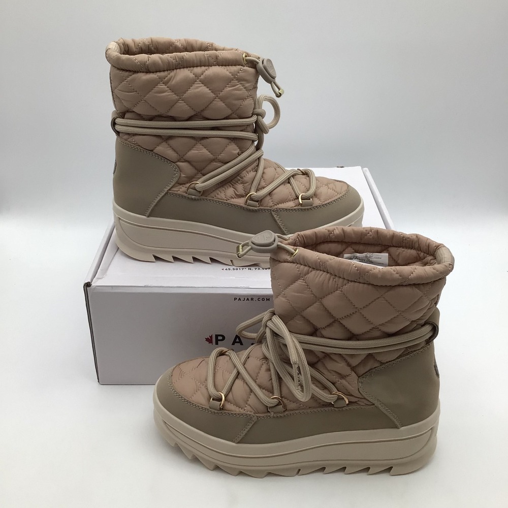 Pajar Travita Beige Quilted Snow Boots Womens Size 8 Waterproof Winter Boots NEW